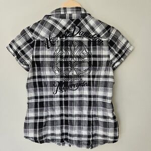 Harley Davidson checked shirt for women,  black and white size xs